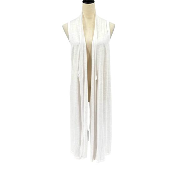 MICHAEL Michael Kors White Knit Sleeveless Midi Length Open Cardigan Duster - Picture 1 of 12